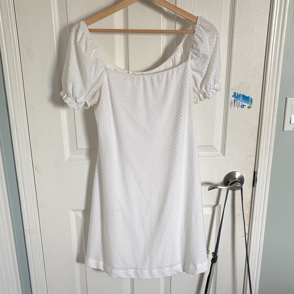 Chic White Puff Sleeve One Shoulder Dress
